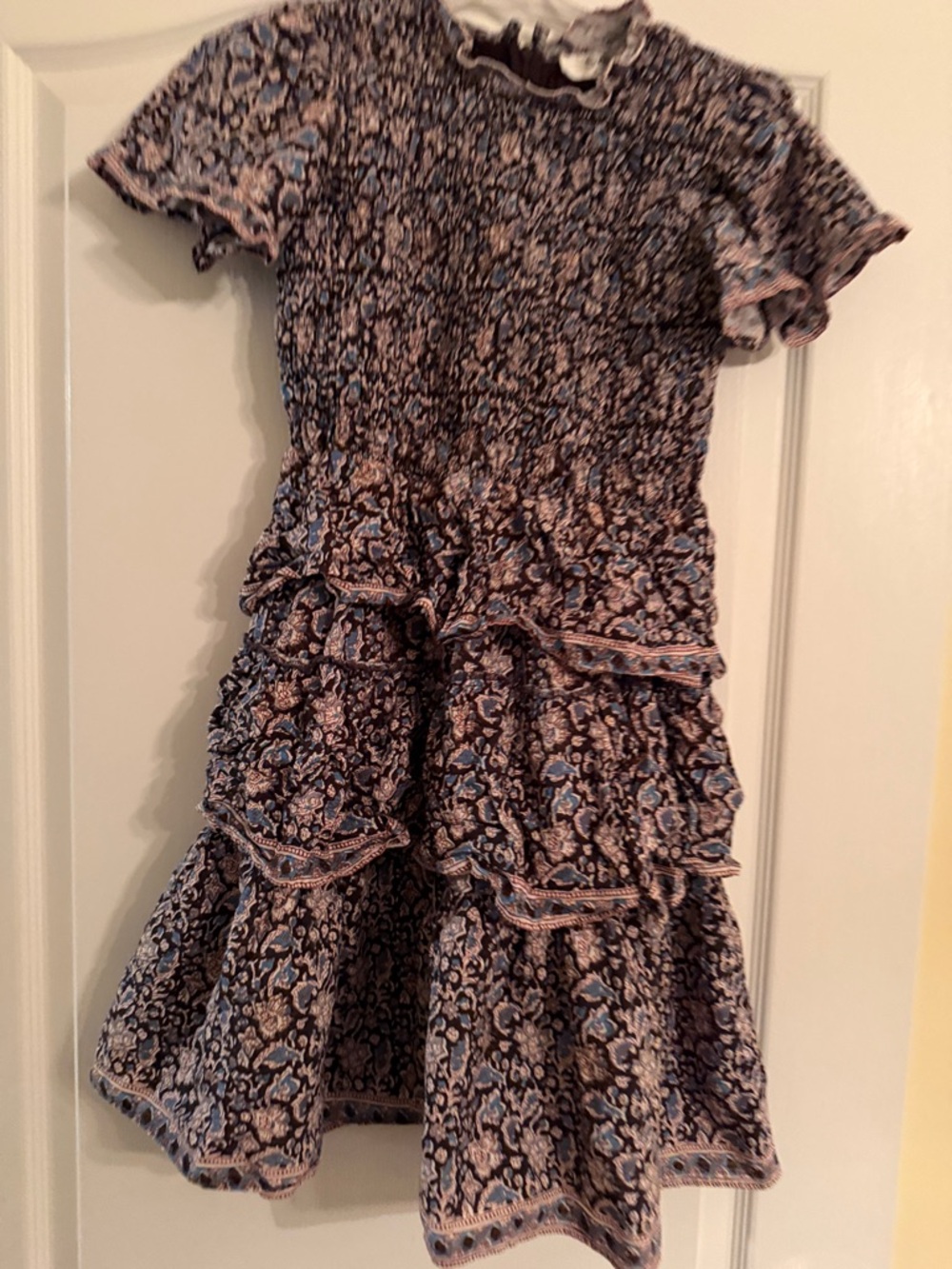 Girls' Amaki Border Print Smocked Dress SEA 12Y